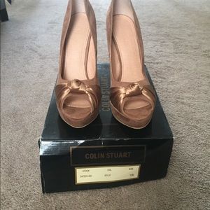 4” gold platform stilettos
